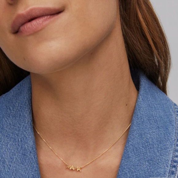 Brand New - Mama 18k Gold Vermeil Sparkle Pendant Necklace in White Topaz - Picture 4 of 5